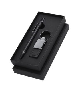 Elegante set premium que incluye:Bolígrafo en Aluminio Reciclado de acabado negro mate