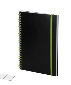 Libreta de anillas con tapas flexibles fabricadas en PP. Ideal para promociones y merchandising corporativo. Personalizable con tu logo.