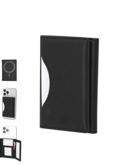 Tarjetero soporte en elegante  PU reciclado. Ideal para promociones y merchandising corporativo. Personalizable con tu logo.